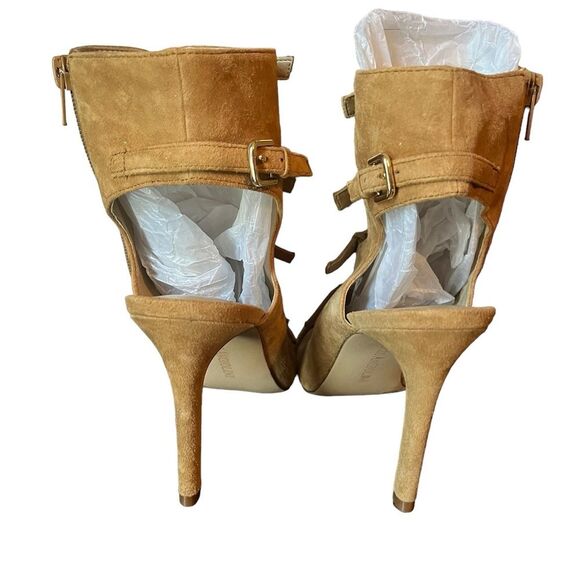 NWOT Enzo Angiolini Florencia Suede Beige Heeled Sandal Strappy Buckle SZ 9.5 - Picture 4 of 6